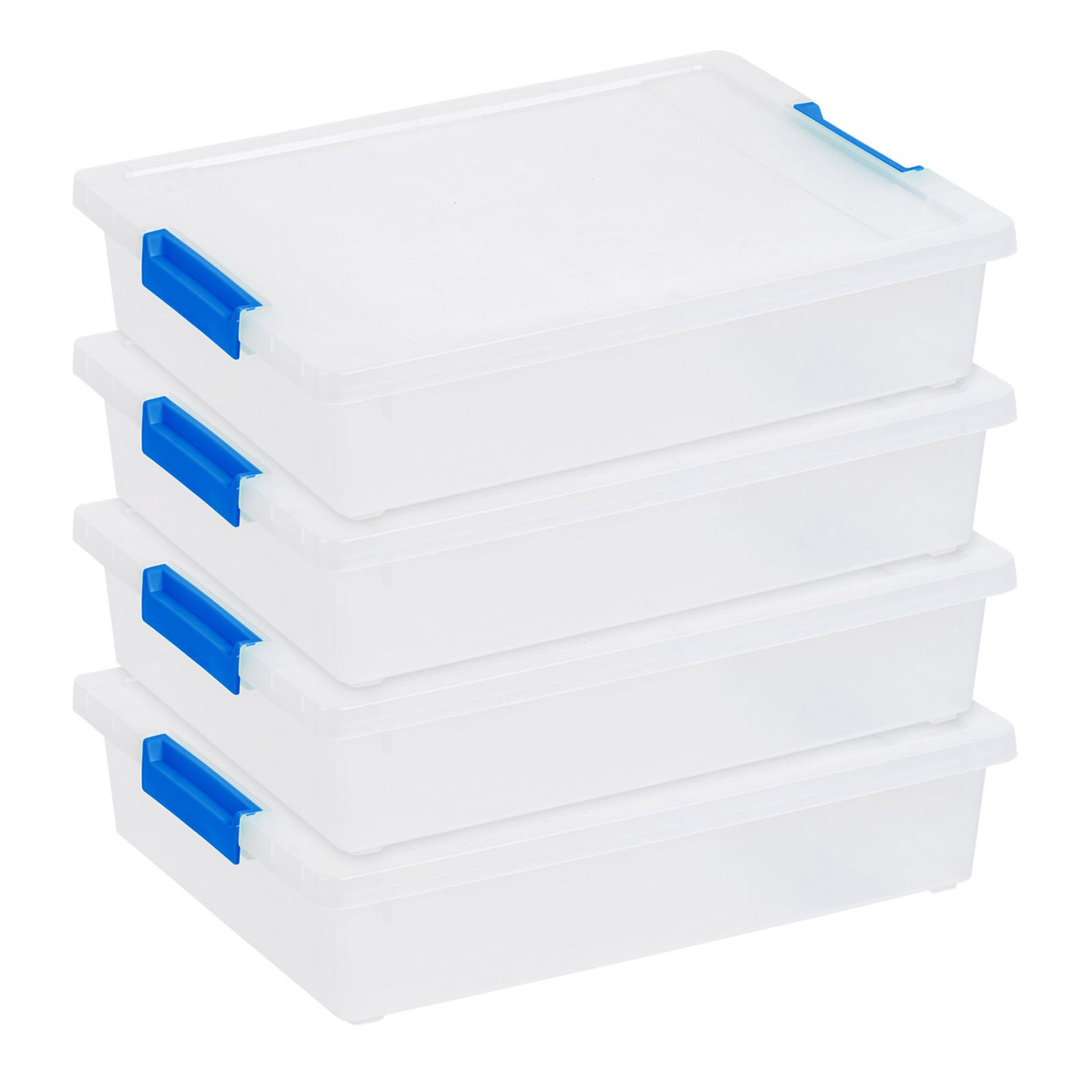 IRIS 6 Qt Latching Storage Containers Clear Plastic Totes with Lids 4 Pack