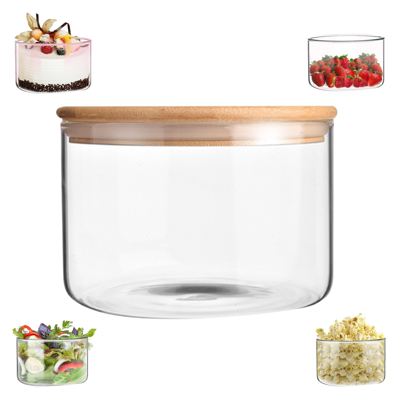 Premium Glass Trifle Bowl with Lid(120oz/3.5L) – Perfect for Desserts, Salads…