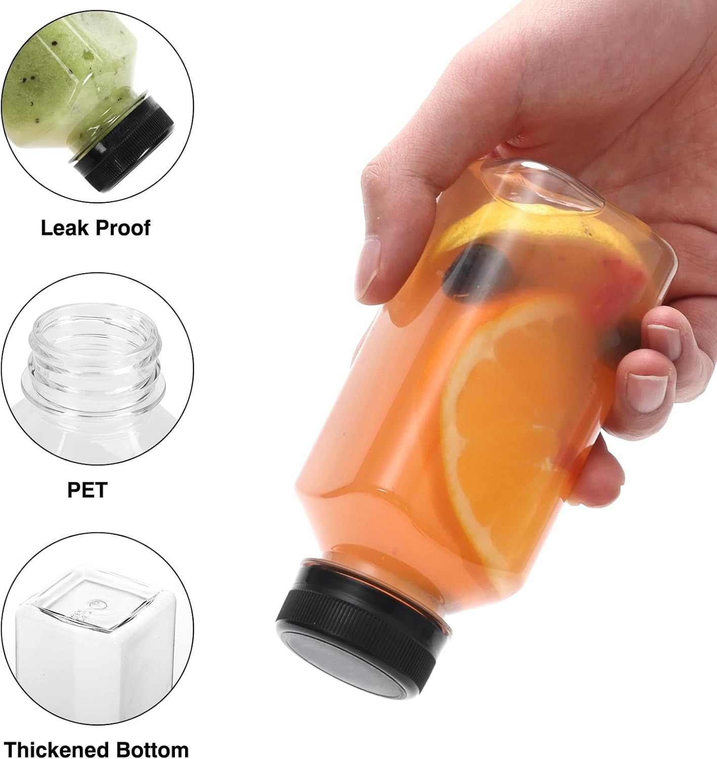 8Oz Juice Bottles with Lids, Plastic Juice Bottles with Caps for Juicing