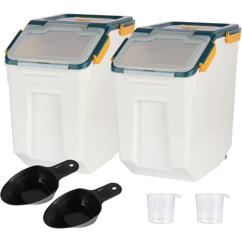 Flour Storage Container Bin 25lbs (2 Pack)BPA Free Rice Food Dispenser with Lid