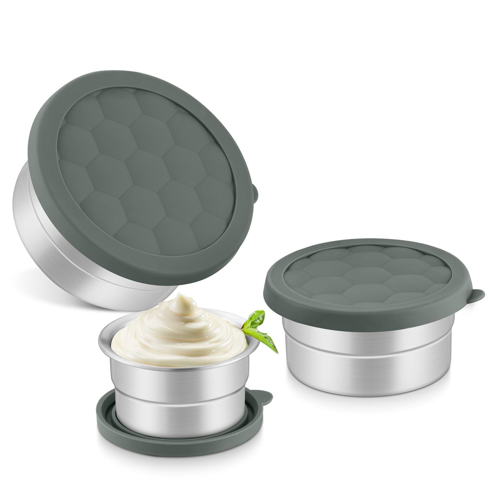 Stainless Steel Containers with Lids, 3 Pack Stainless Steel Snack Containers…