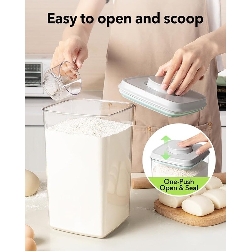 Airtight Food Storage Container One-Press Pop Lid Stackable BPA-Free W/ Scoop US