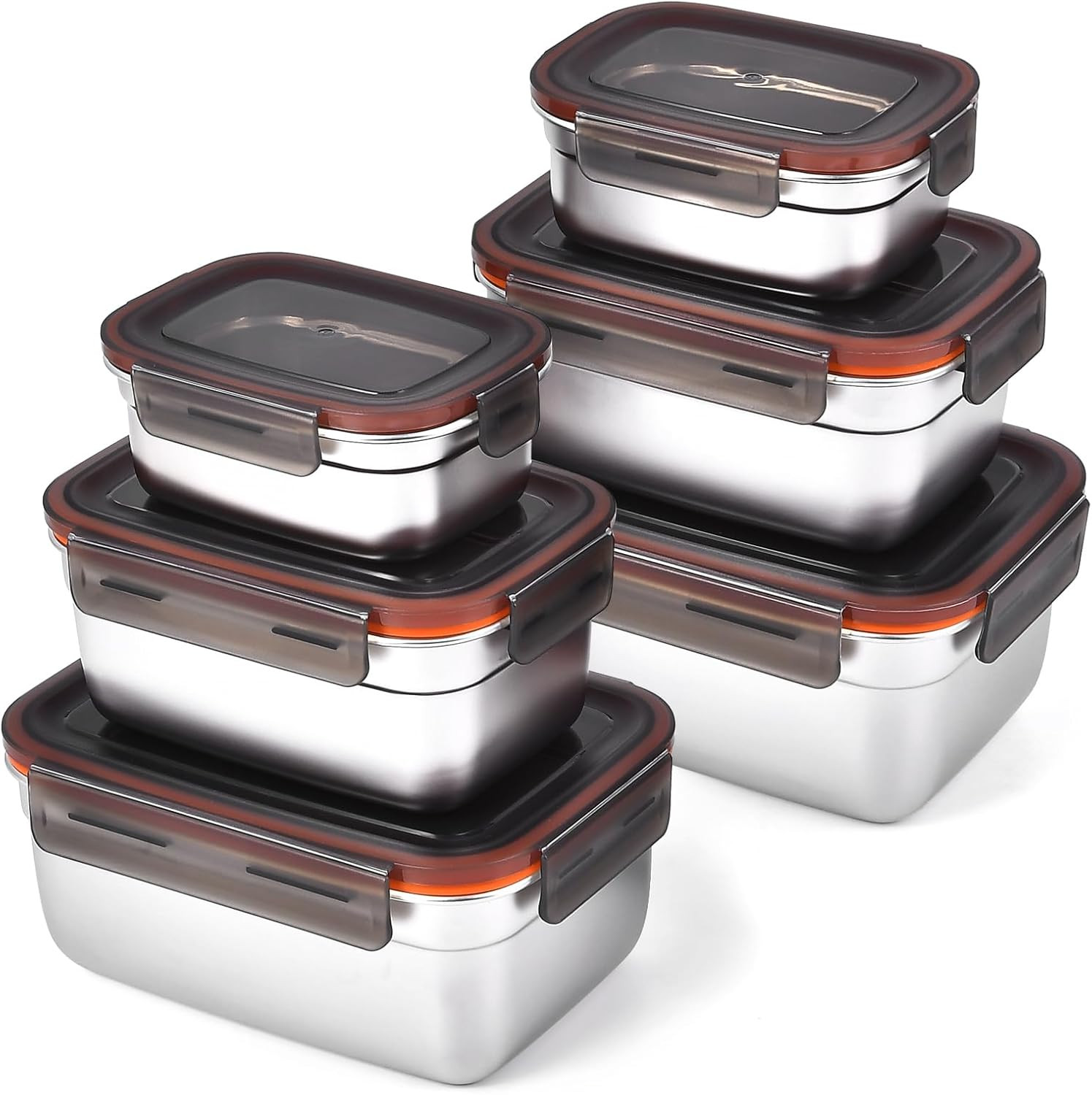 Stainless Steel Airtight Food Storage & Bento Lunch Box Set of 6 – Leakproof Sea