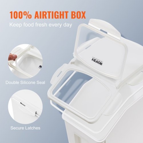 Ingredient Storage Bin 2 x 15L Dispenser Bin with 2 Measuring Cups