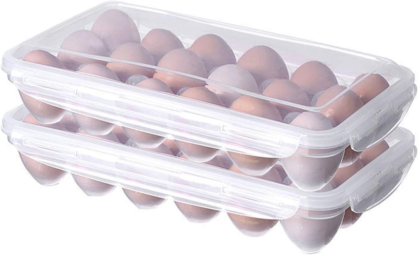 Compact Covered Egg Trays for Refrigerator – Deviled Egg Carrier, 2 Pack