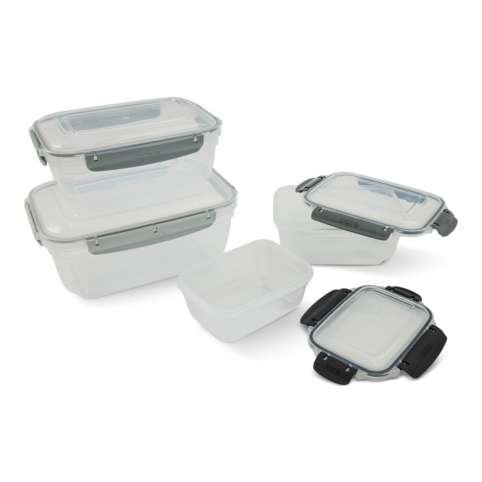 Core Kitchen Nested Food Storage Containers 8-Piece Set with 4 Airtight Locking