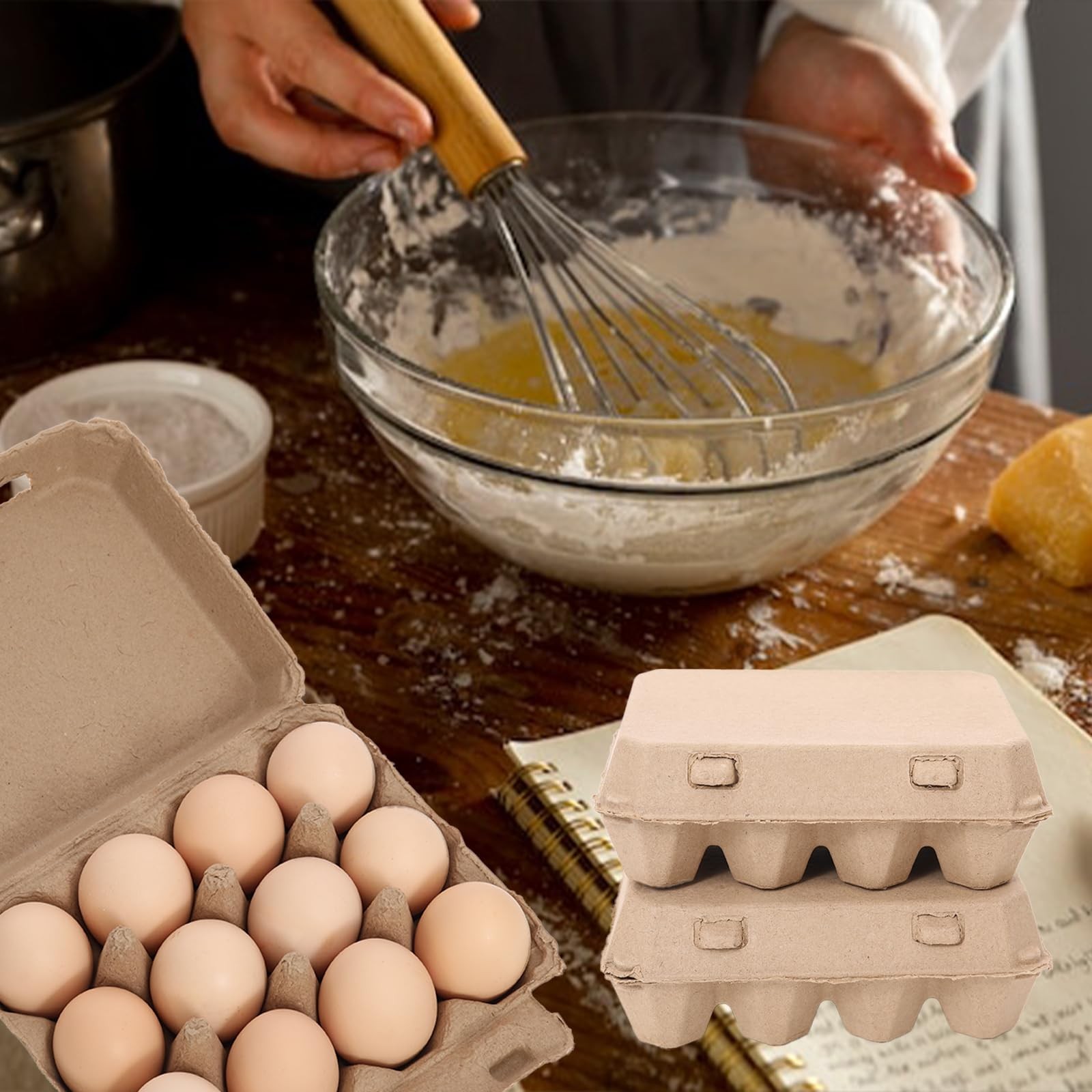 20 PCS Egg Cartons Bulk 3×4 Style Reusable Natural Paper Pulp Holder Storage