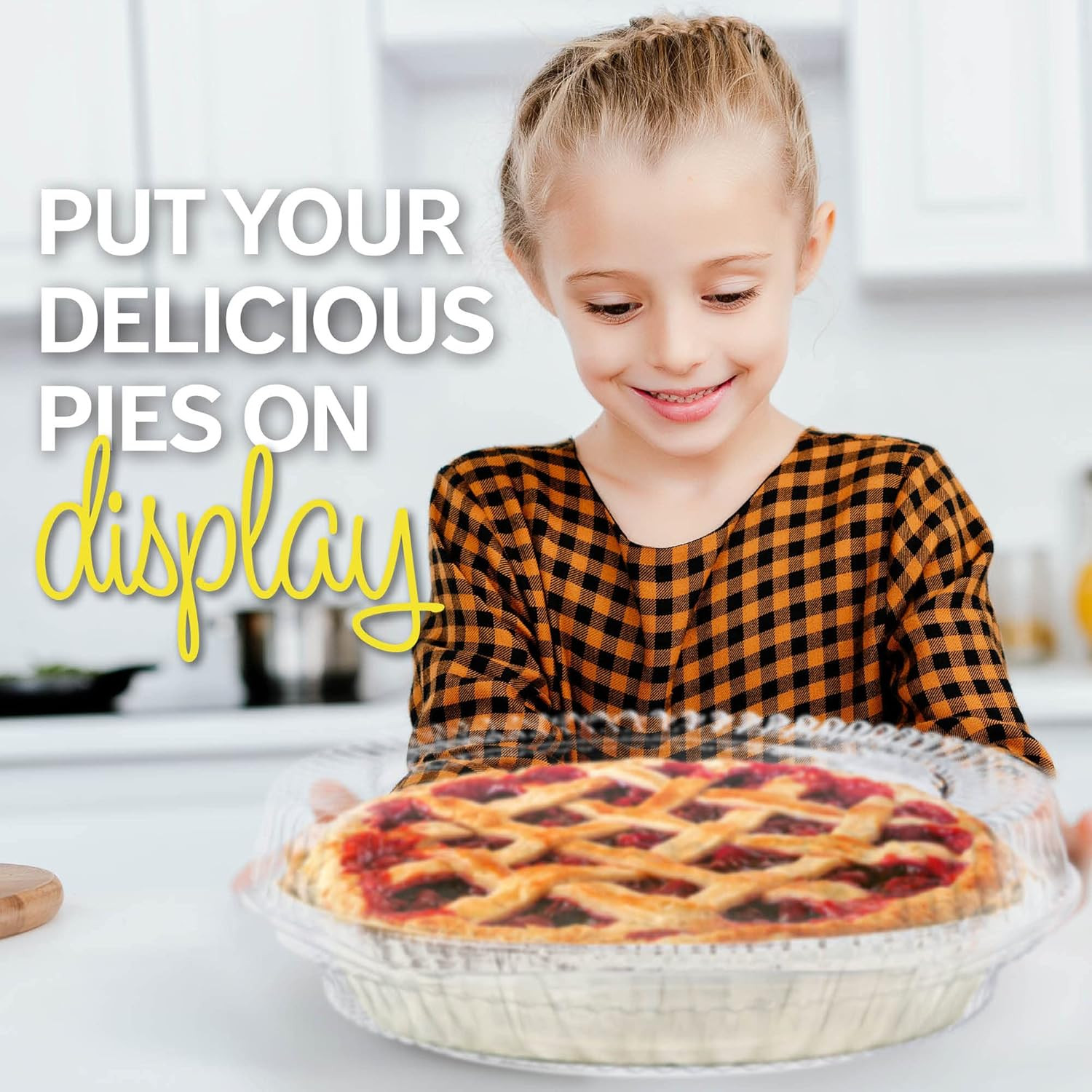 10″ Plastic Disposable Pie Containers with Hinged Locking Lids | 5 round Pie Kee