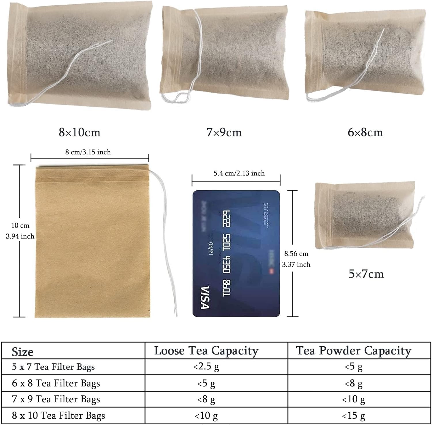 NEPAK 200Pcs Tea Filter Bags for 200 pcs 3.15 x 3.94 inches Bags, Brown