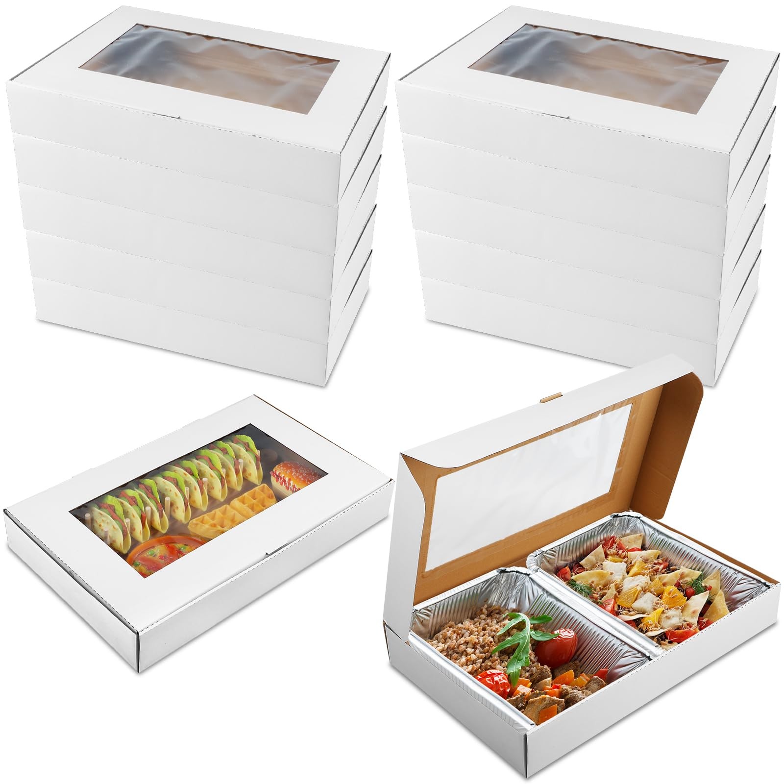 10 Pack Catering Corrugated Box 21 x 13 x 3 Inch Food Delivery Container Full…