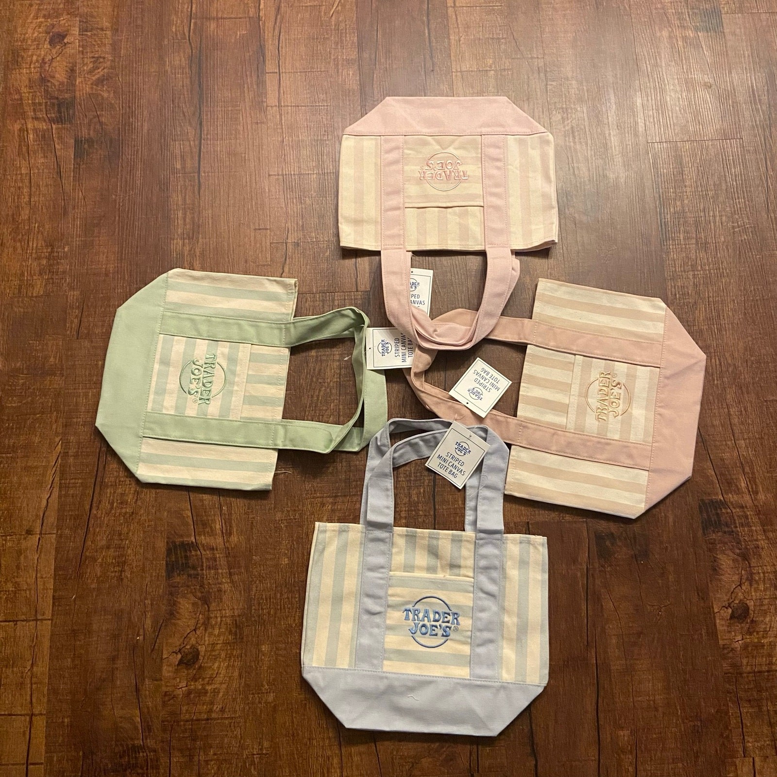 Trader Joe’s Striped Mini Canvas Tote (Set Of 4) Limited Edition, NWT