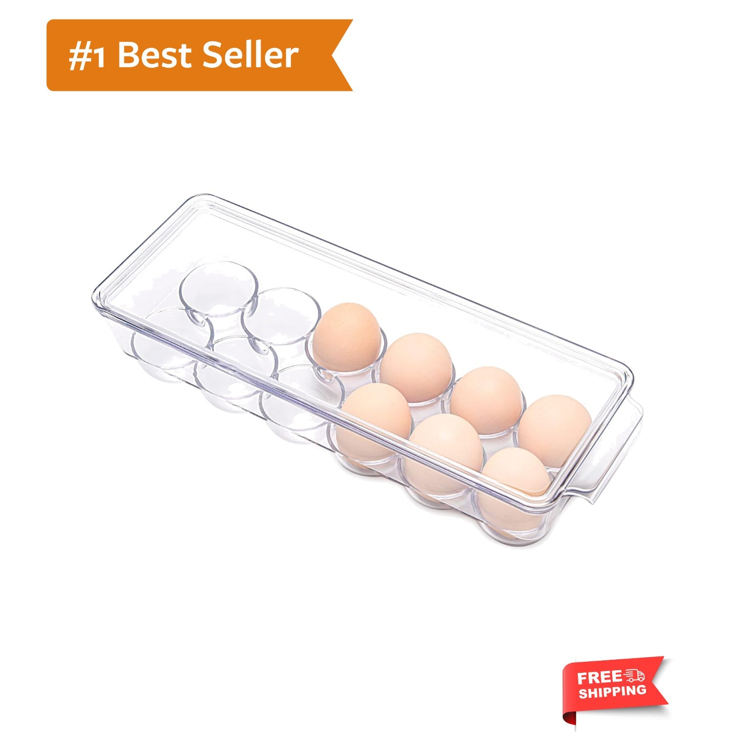 12 Eggs Holder for Refrigerator, Clear Egg Container for Fridge, Kitchen