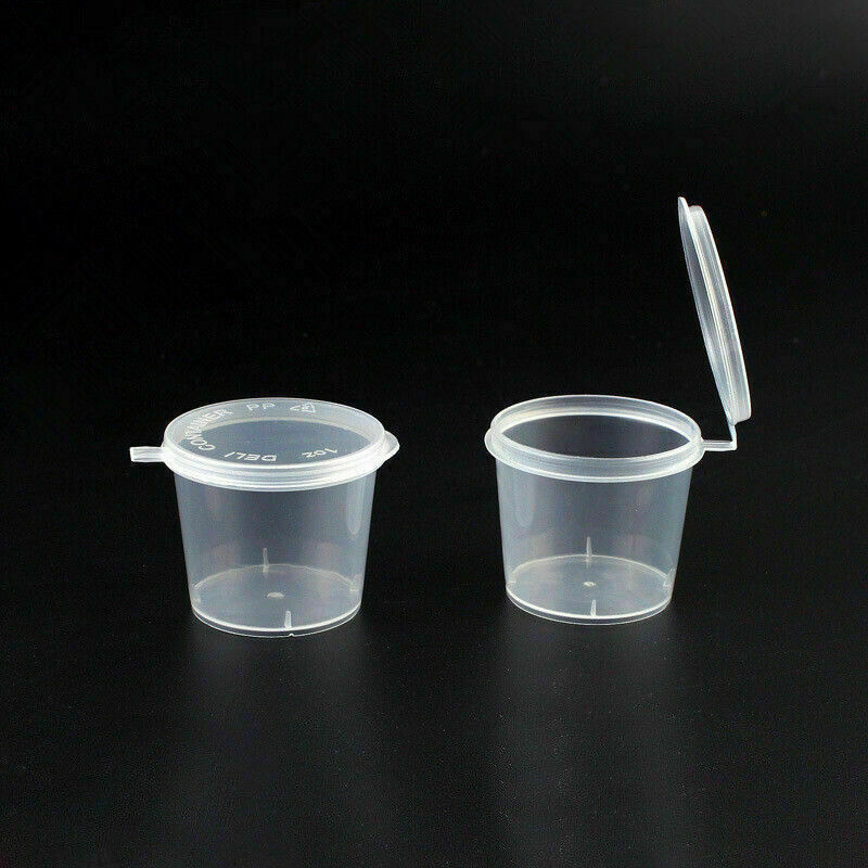 100Pcs Small Plastic Sauce Cups Food Storage Containers Clear Boxes with Lid