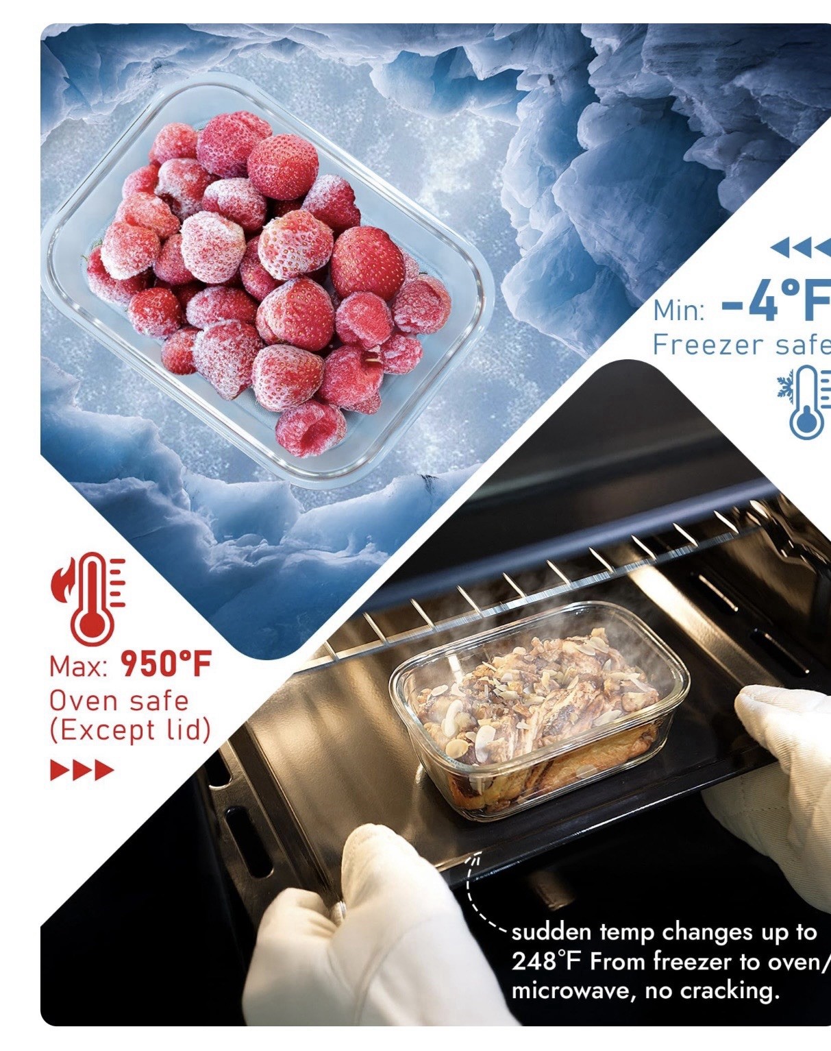 9pc Borosilicate Glass Food Storage Container Set Clear/Blue Snap Lids
