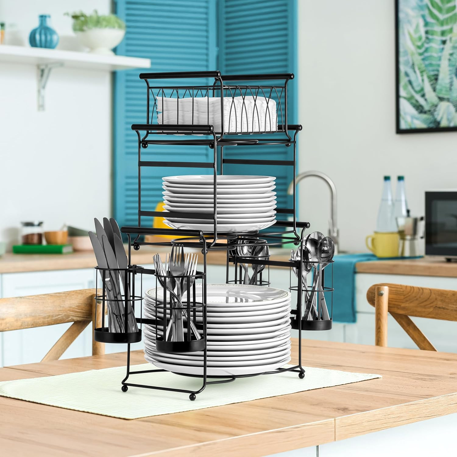 ® Buffet Caddy — 7-Piece Stackable Set Includes Plate, Napkin, and Silverware Ho