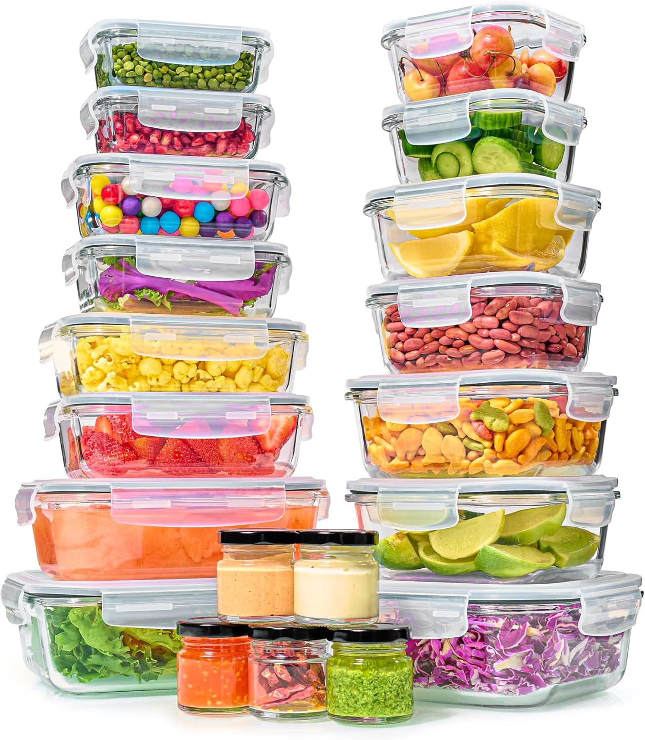40Pc Set Glass Food Storage Containers & Bowls with Airtight Lids – Leakproof Bp