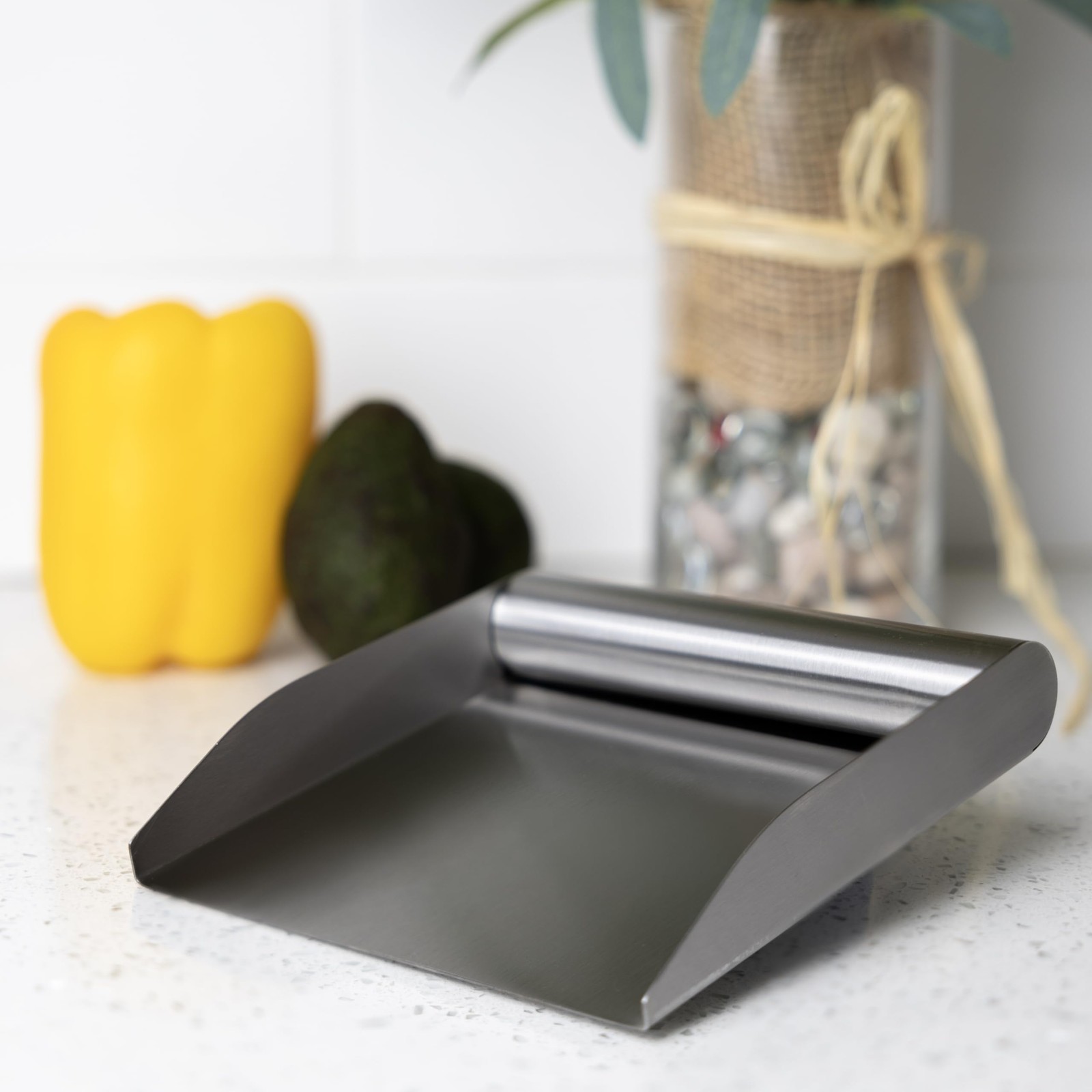 Stainless Steel Kitchen Food Scoop, 6″ Food and Bench Scraper With Handle