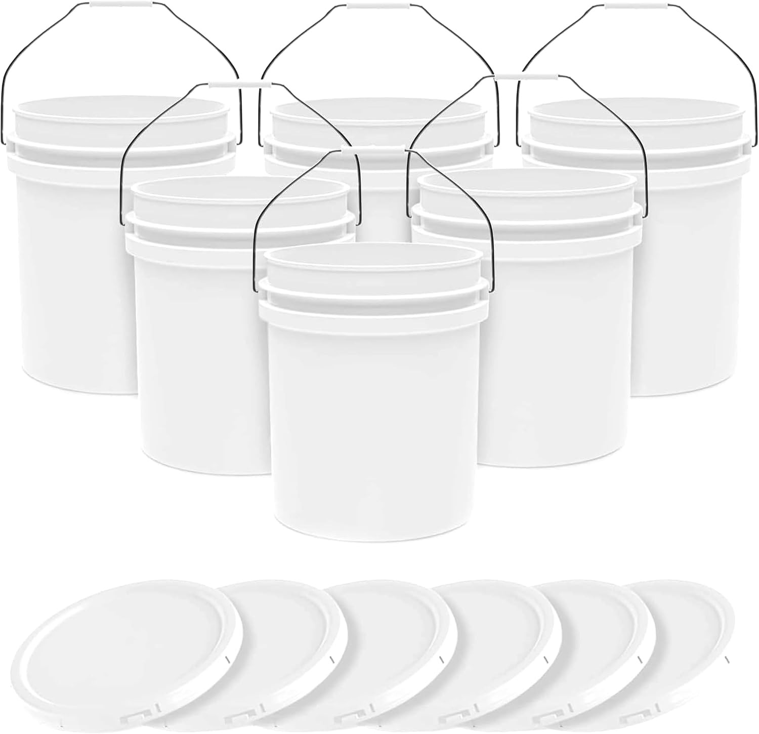 5-Gallon White Bucket with Lid – Food Grade Heavy-Duty with Metal Handles