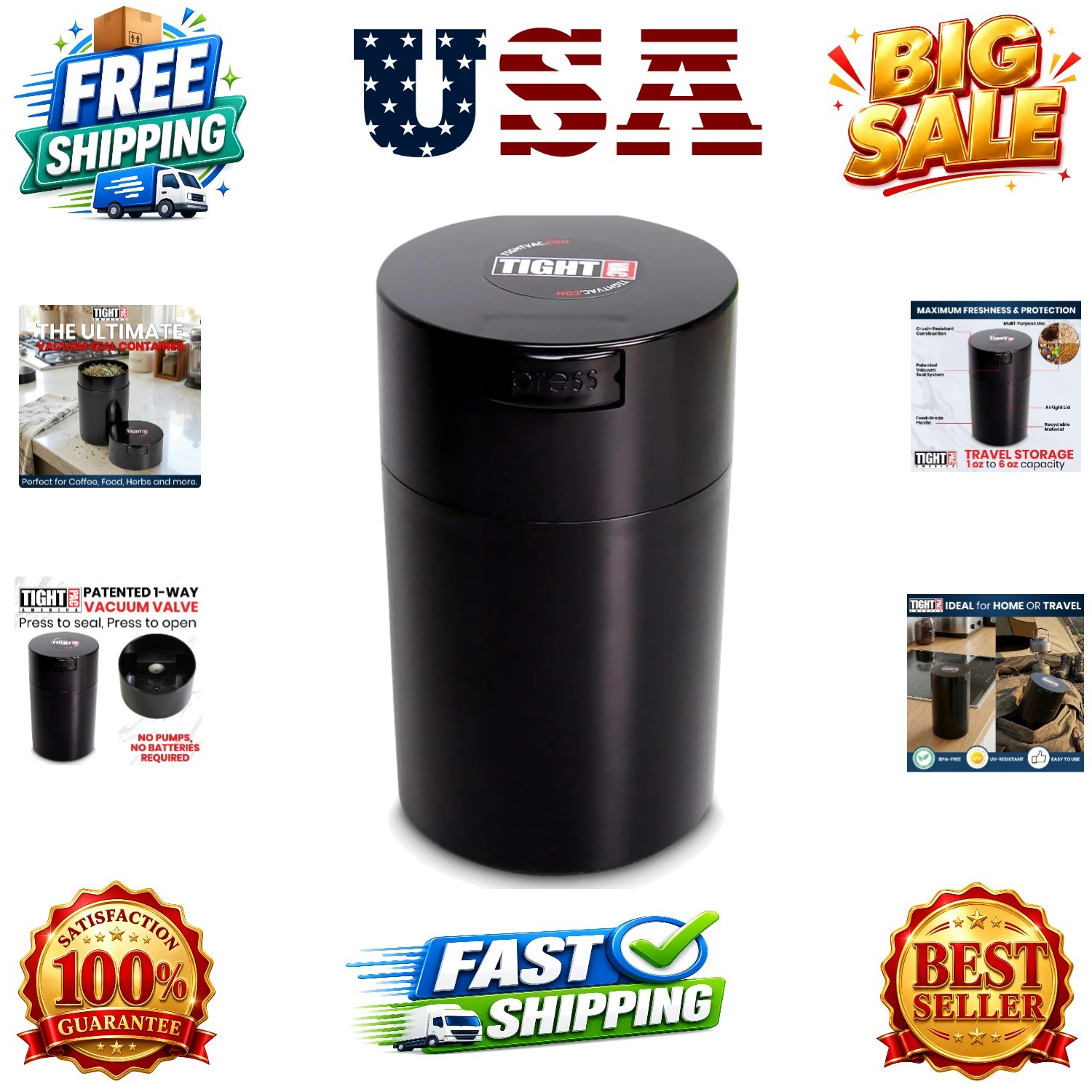 Tightvac 1 to 6 Ounce Airtight Container – Multi-use Storage Container for He…