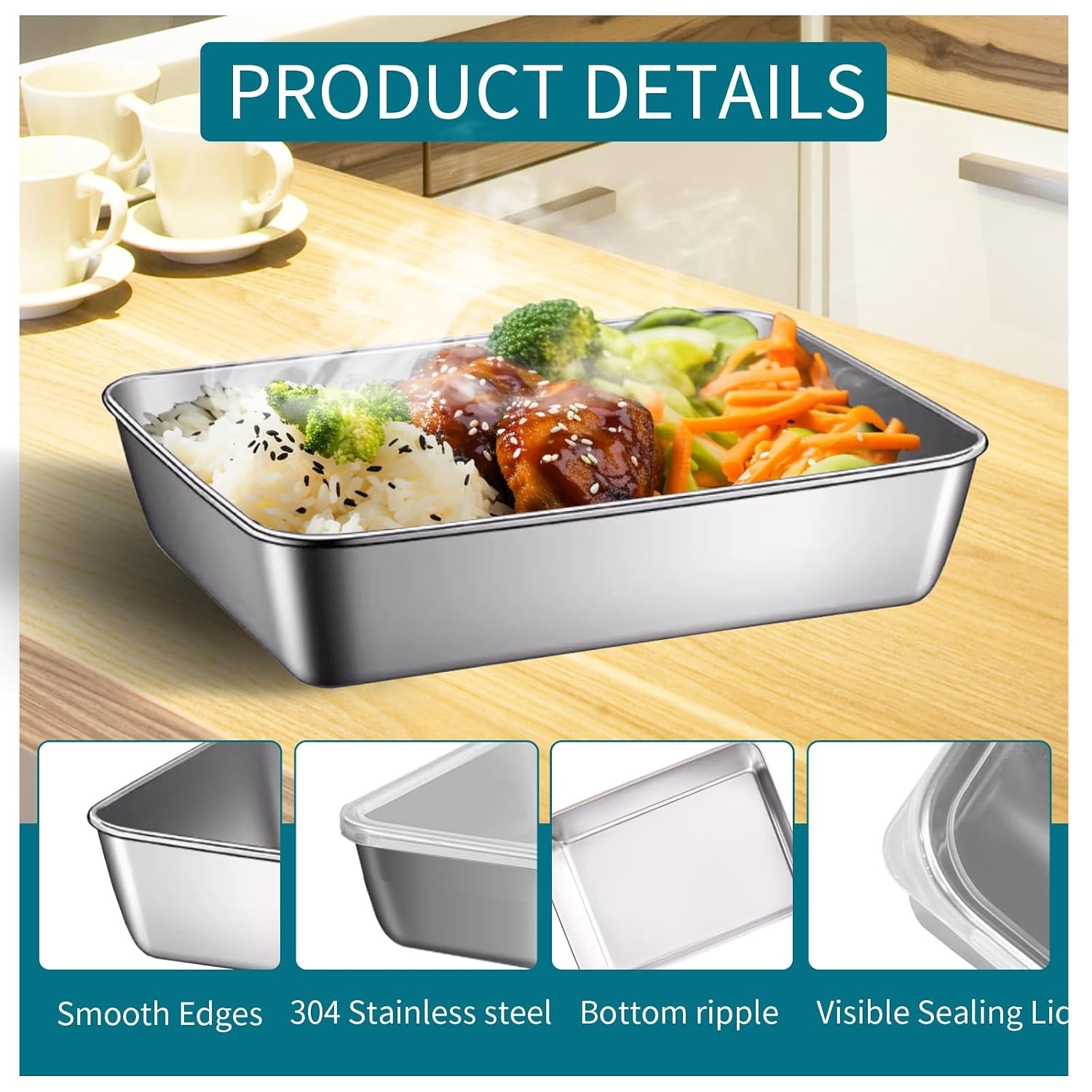 Stainless Steel Food Storage Containers Sets with Lids Freezer Frozen Storage