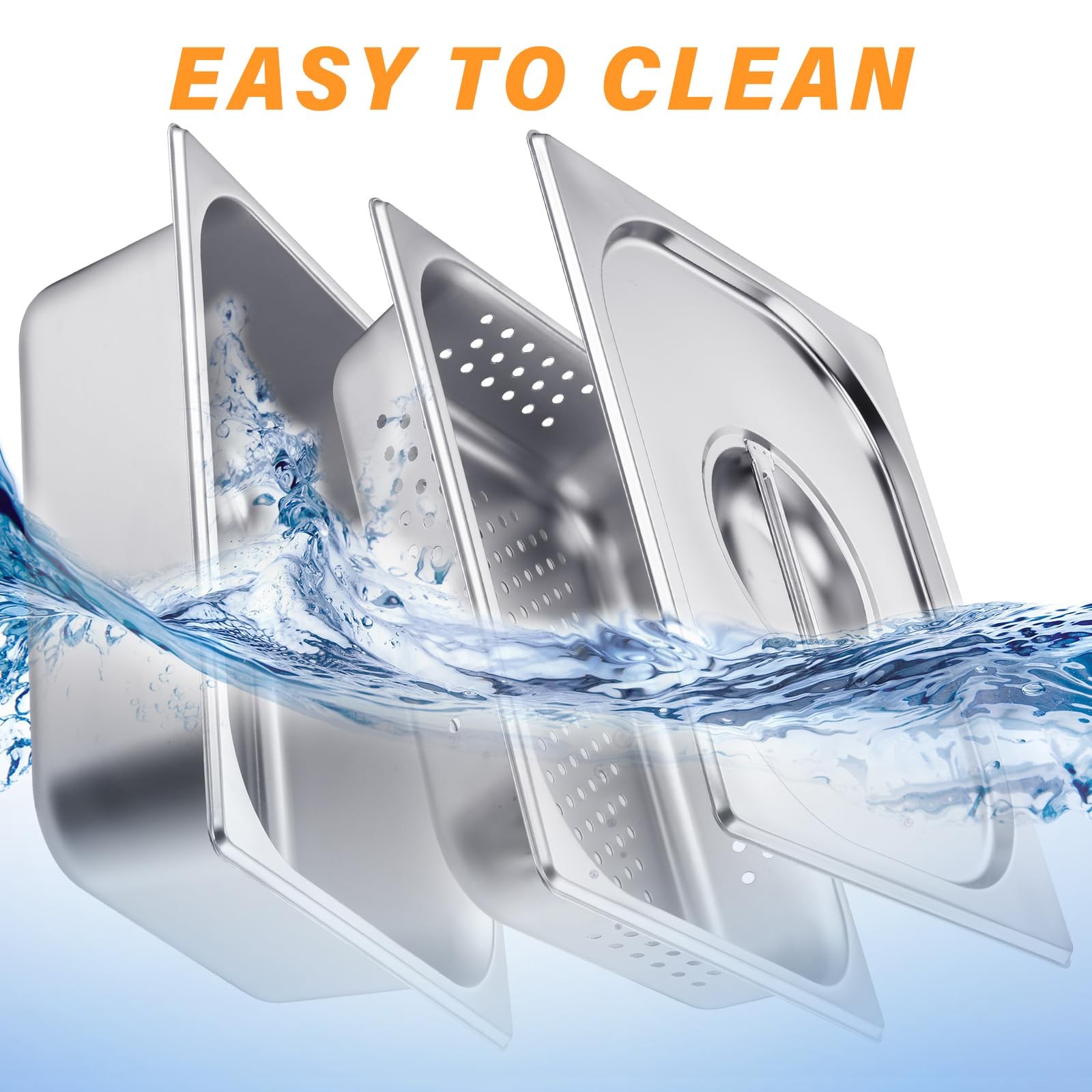 3 Pack Half Size 2.6 Inch, 4 Inch Hotel Pan with Lid Perforated Steam Table Pan