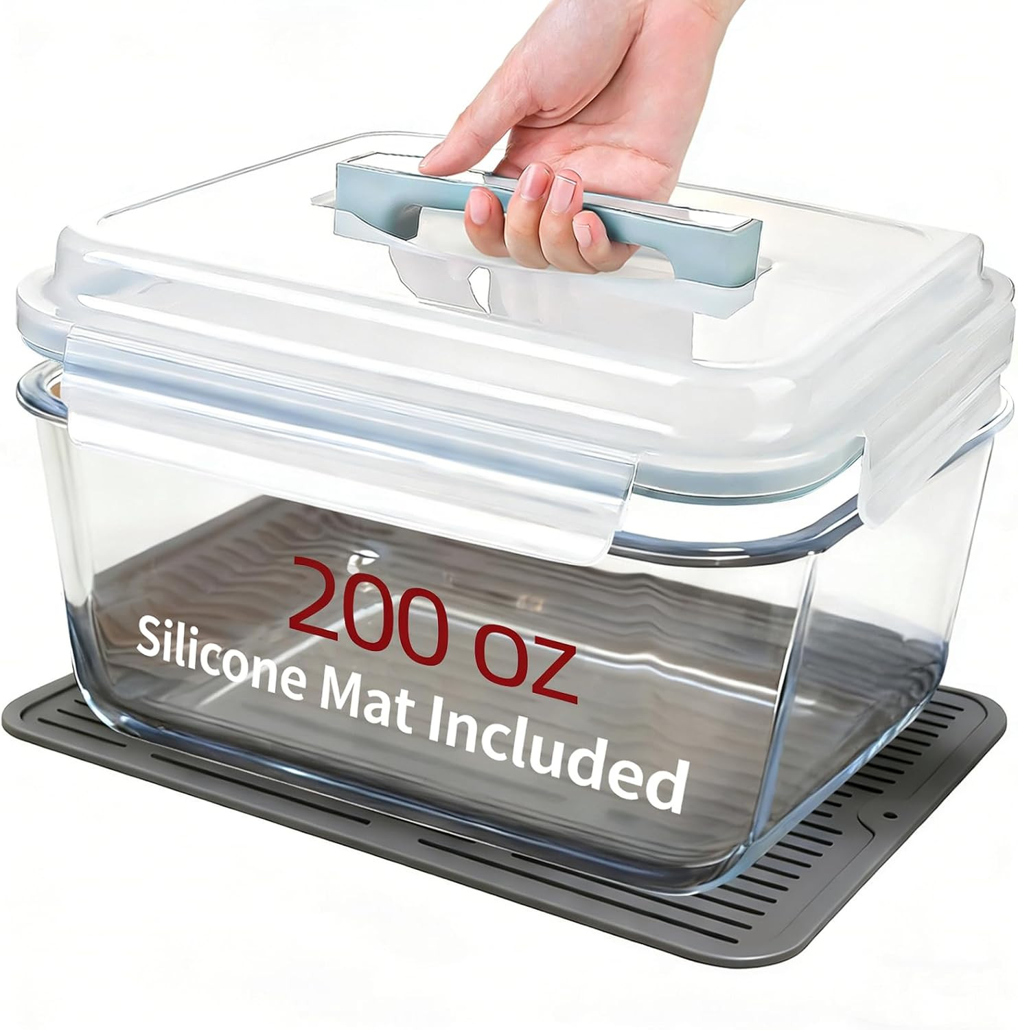 Extra Large Glass Storage Containers with Lids 200Oz/6000Ml/26Cup | Silicone Mat