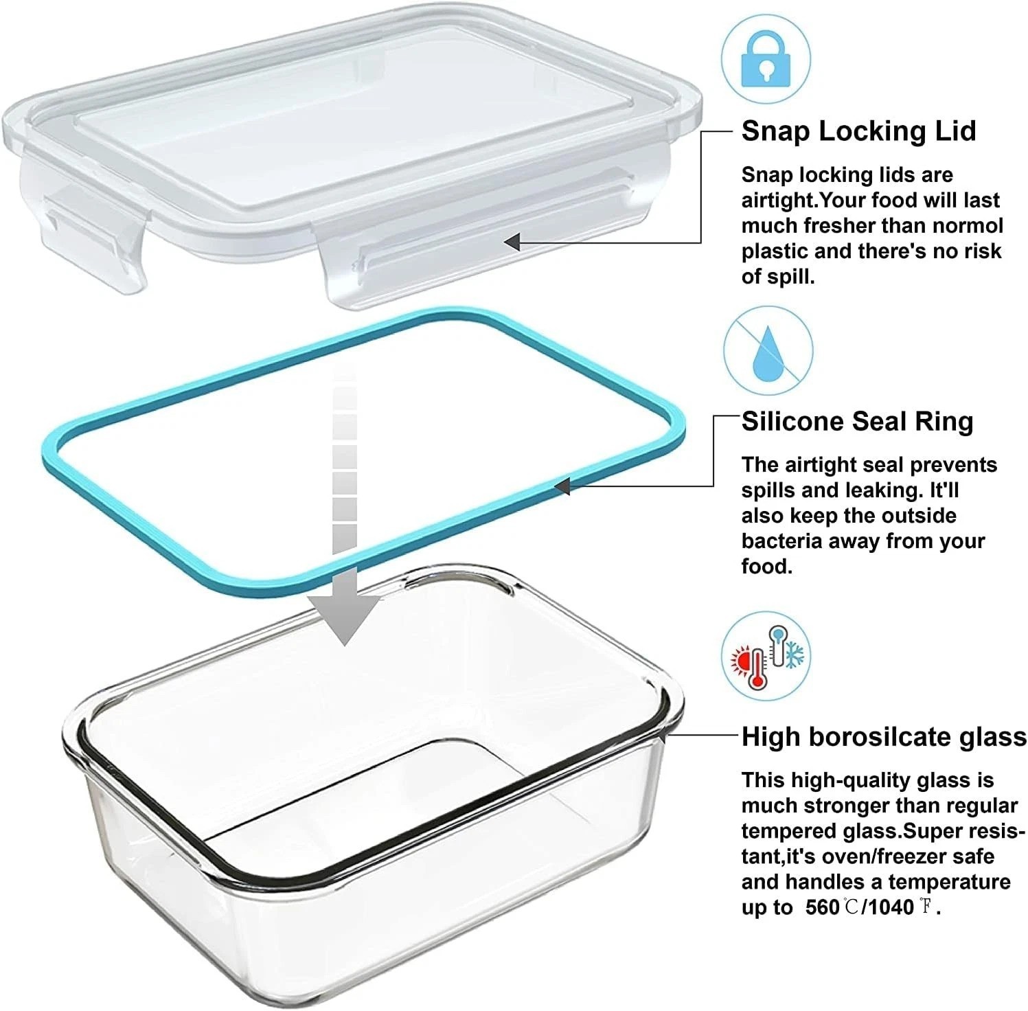 Durable Borosilicate Glass Meal Prep Containers – 18-Piece Space-Saving Set