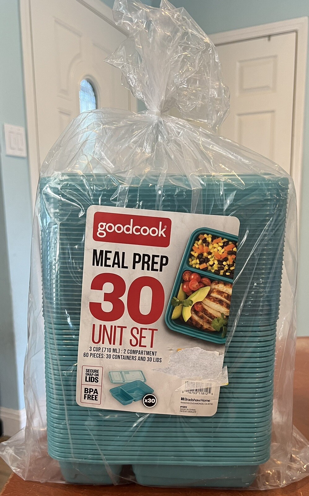 Goodcook Meal Prep 30 Unit Set 3 Cup 2 Compartment Teal Color
