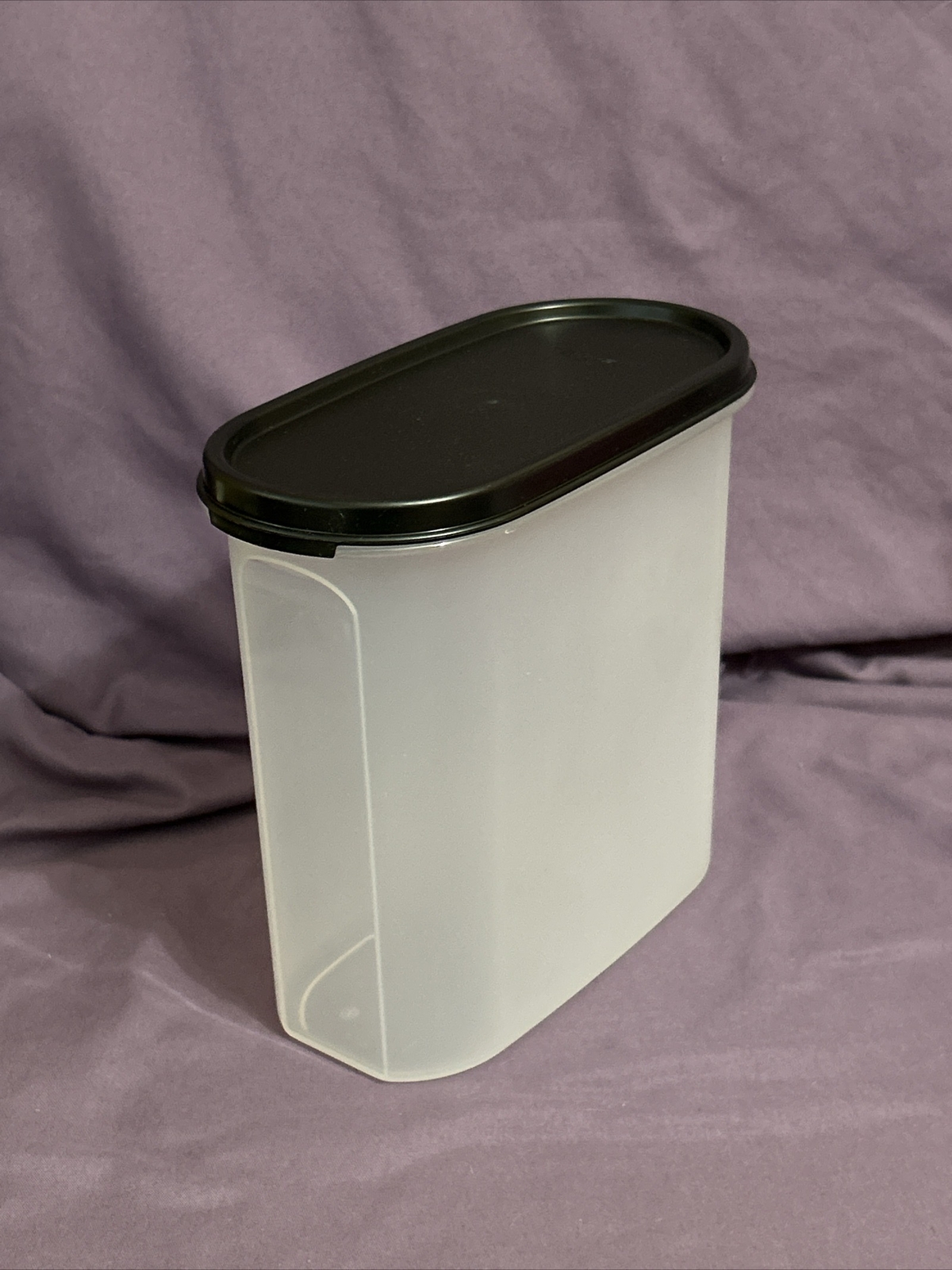 Tupperware Oval 3 Modular Mate Black Clear Storage Container Organize 7 1/4 cups