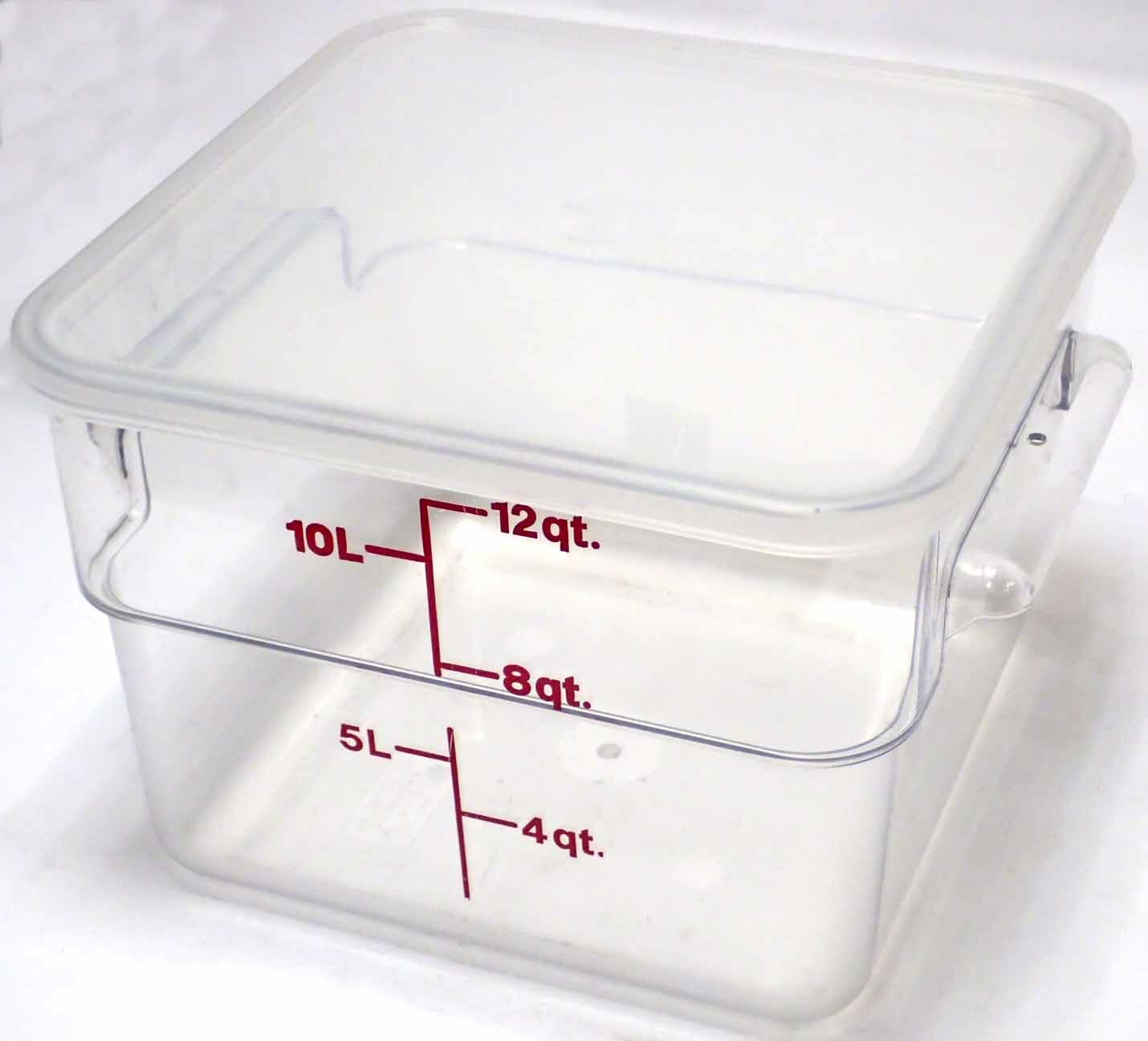 CAMBRO 12SFSCW CAMWEAR CAMSQUARE 12qt FOOD STORAGE CONTAINER w/ SEAL COVER CLEAR