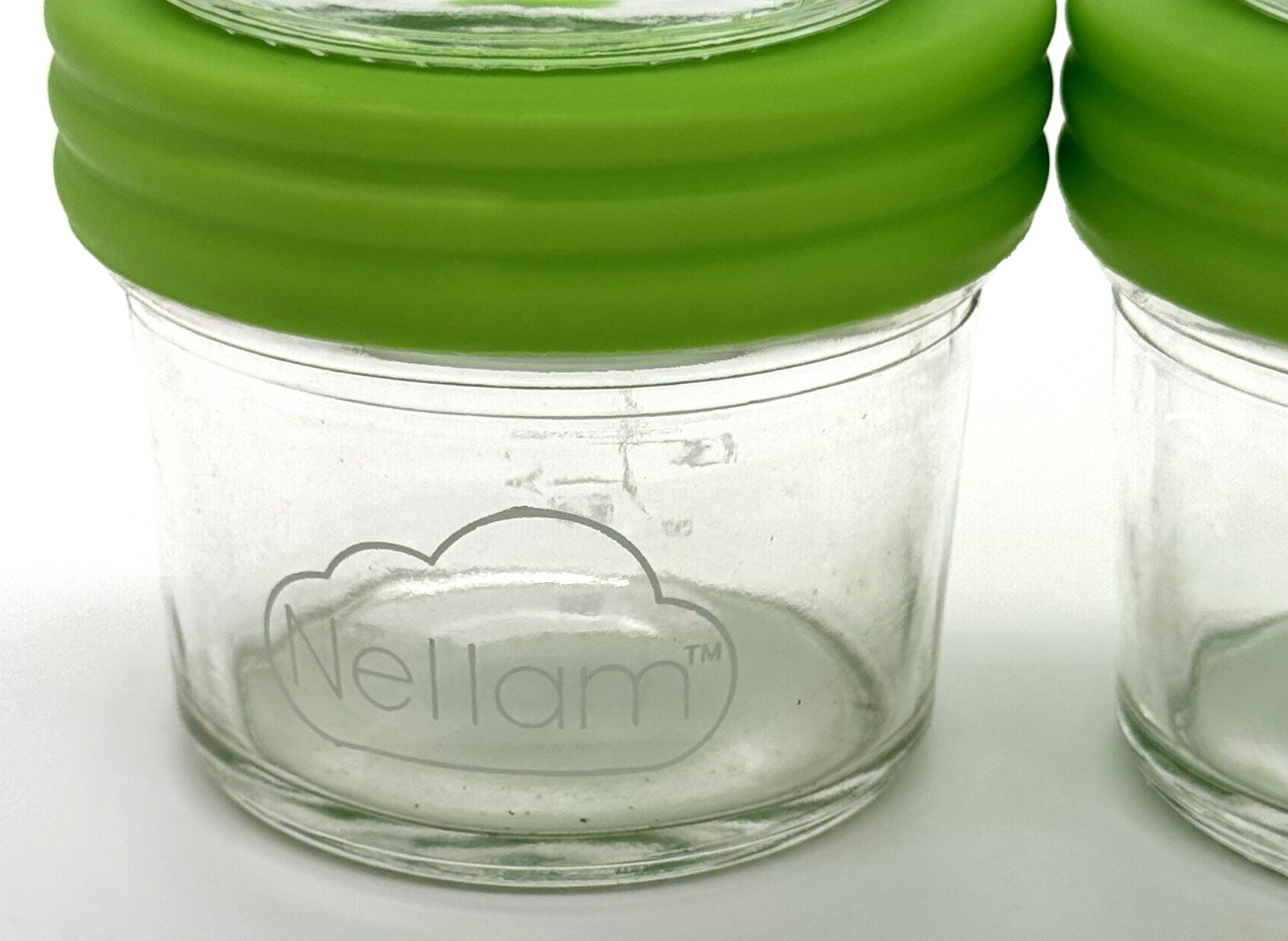 Nellam Baby Food Storage 4 oz Jar Containers with Green lid Set of 10