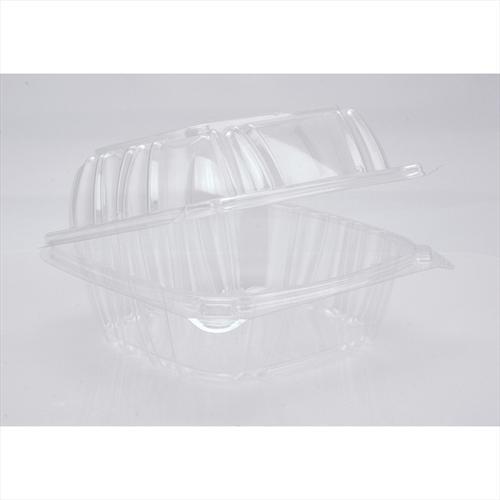 Pactiv 6 x 6 x 3 Hinged Lid Clear Sandwich Container OPS Sens | 500 Per Case