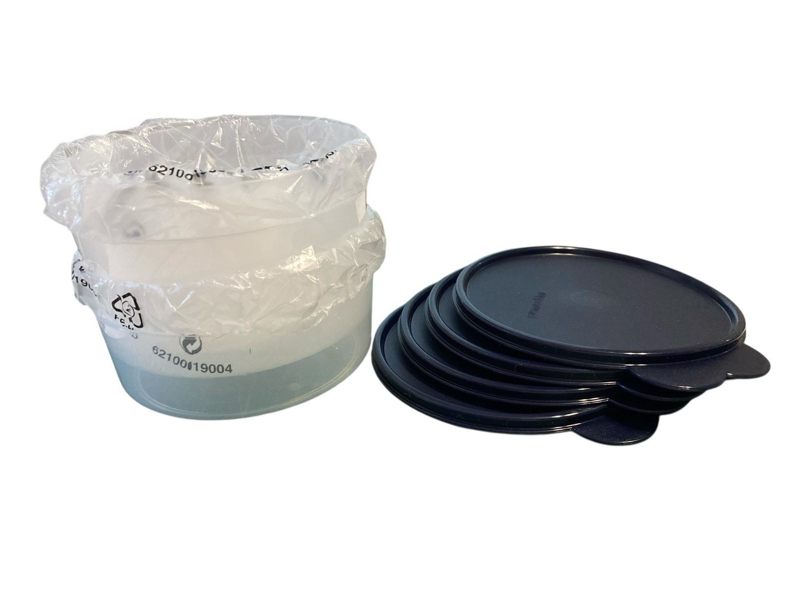 Lot 4 Sheer bowl with Dark Blue Seal Lid Tupperware Big Wonders 3 Cup 700ml NEW