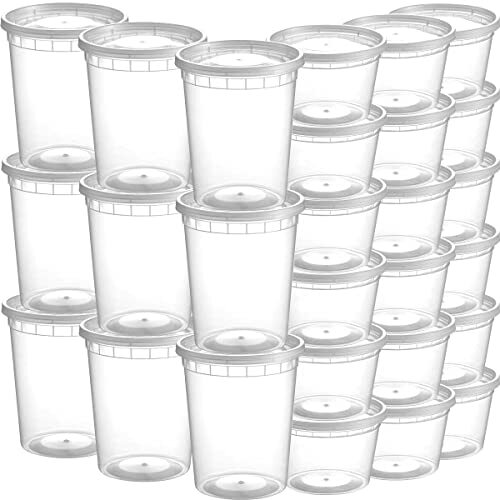 Deli Food Containers With 54 Lids 48 Sets 2432 Oz Quart Size & 2416 Oz Pint Si