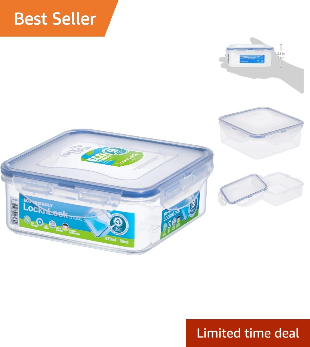 LOCK & LOCK 29 oz Square Food Storage Container Airtight Leakproof BPA Free
