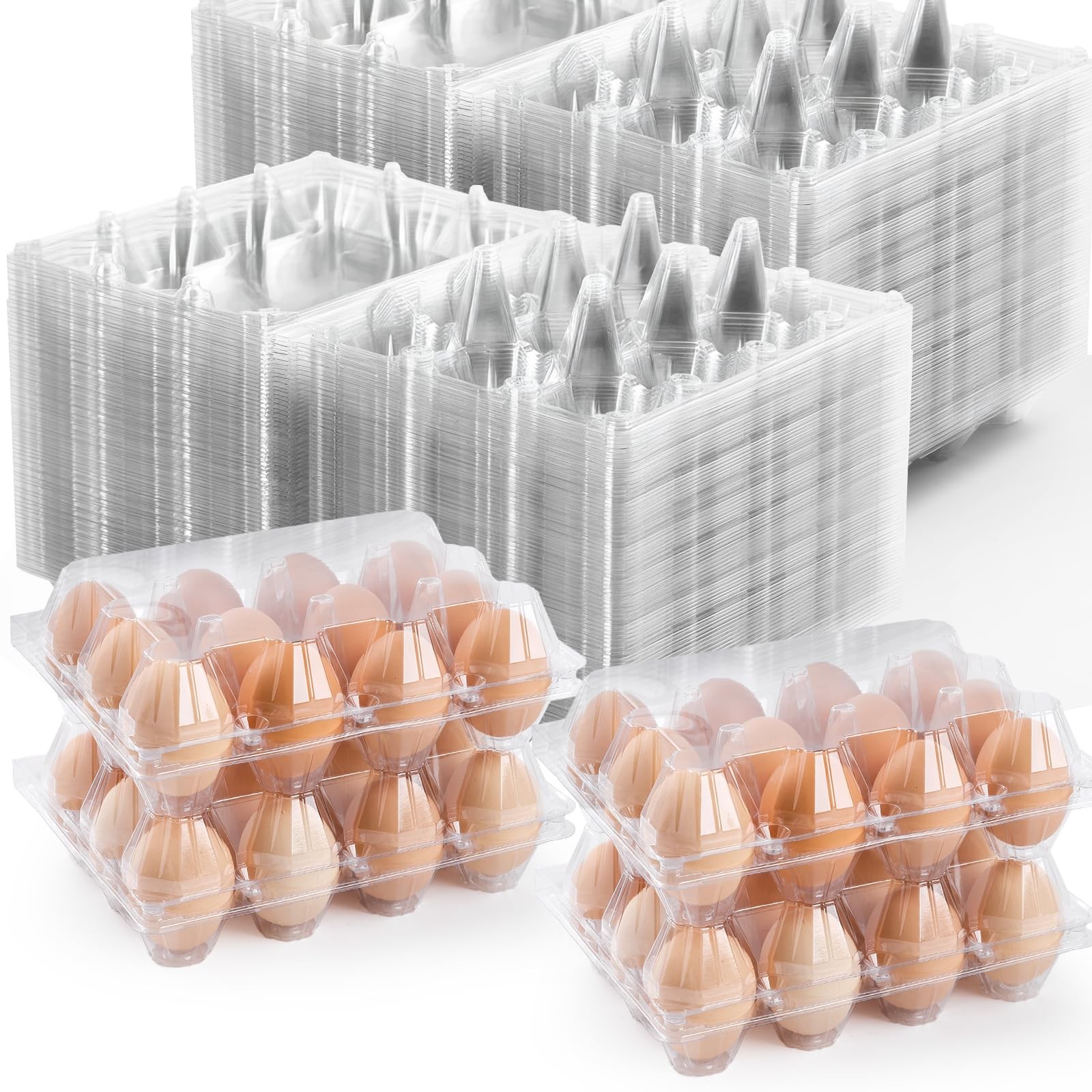 120 PCS Clear Empty Egg Cartons Cheap Bulk 12 Count 1 Dozen Plastic Holder