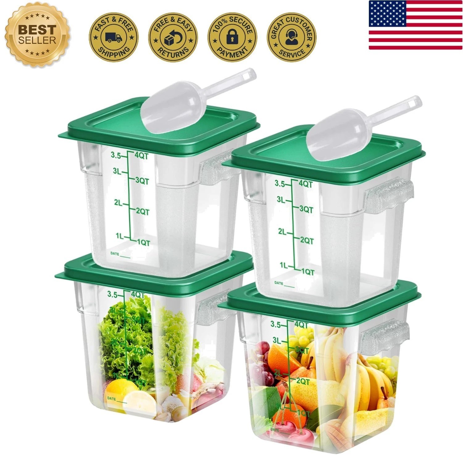 Clear 4qt Food Storage Containers with Lids – Perfect for Home Kitchen Use