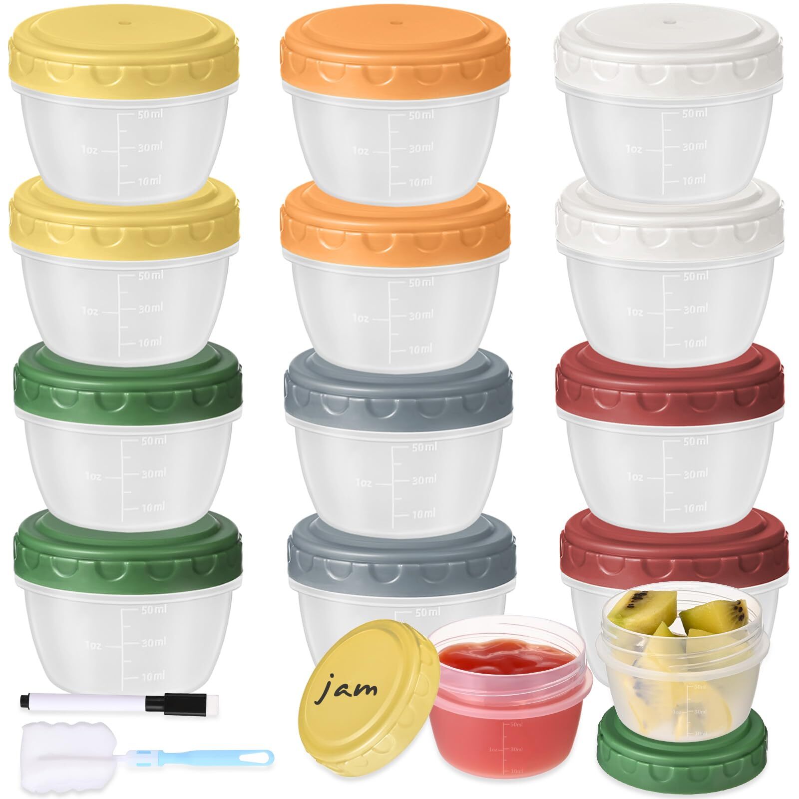 12 Pack 2oz Salad Dressing Containers with Lids Dipping Sauce Cups for Snacks