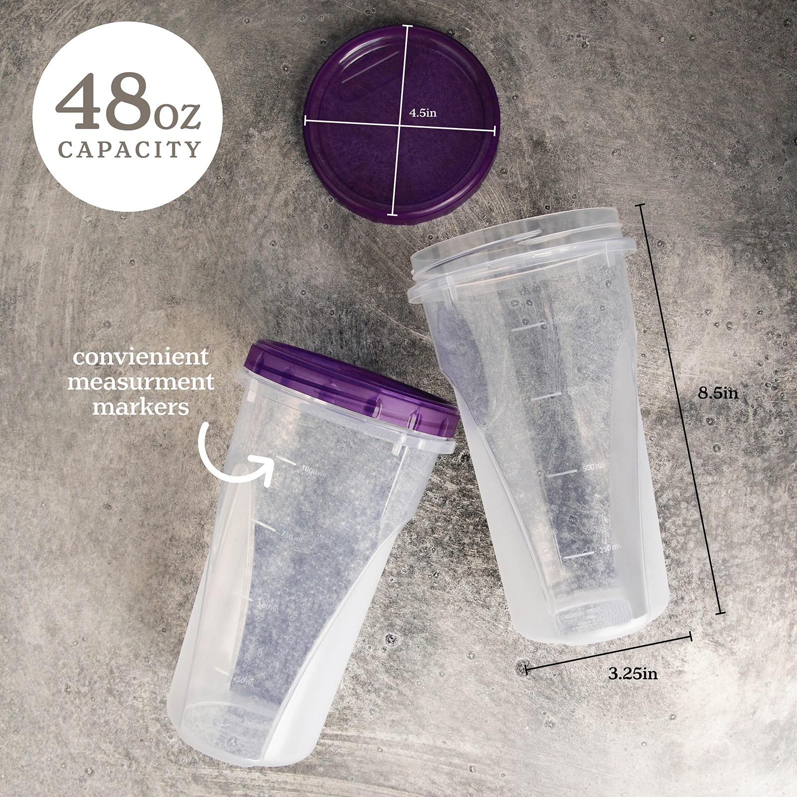 48 Ounce Twist Top Deli Containers Clear Bottom With Purple Top Twist On Lids Re
