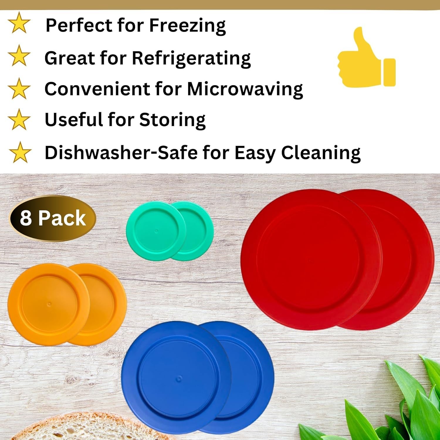 1, 2, 4 & 7 Cup Green, Orange, Blue, Red Replacement Lids/Covers for Pyrex, A…