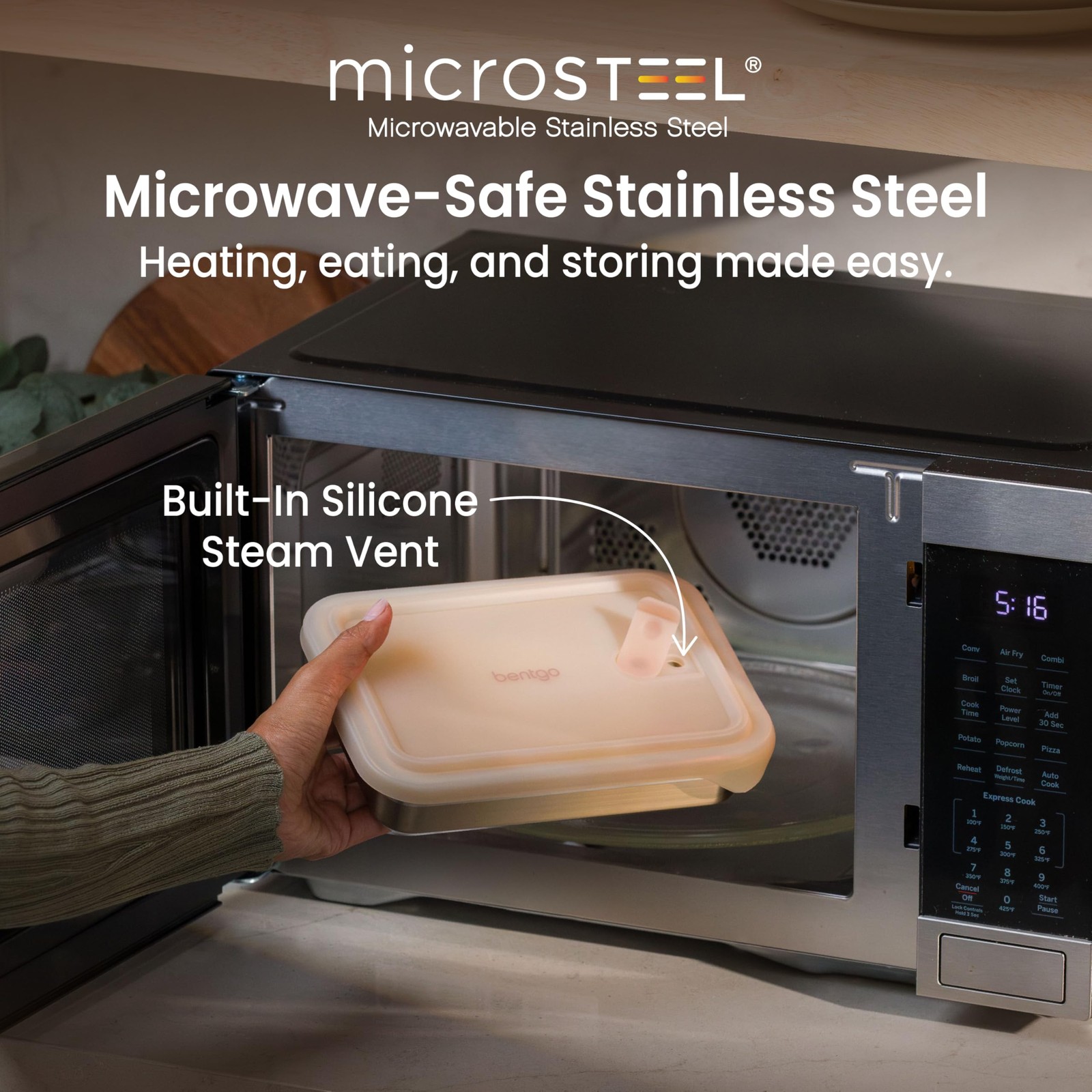 Bentgo MicroSteel Heat Eat Container – Microwave-Safe, Leak-Proof, Easy-to-C…