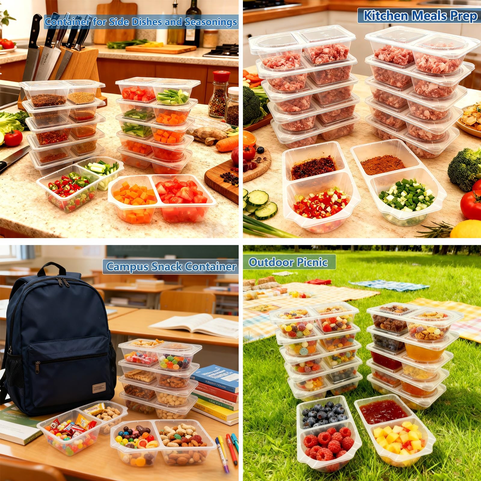 CUNLU 10 OZ Reusable Snack 3.54 x 5.9 x 1.37 inches, transparent 10 Set