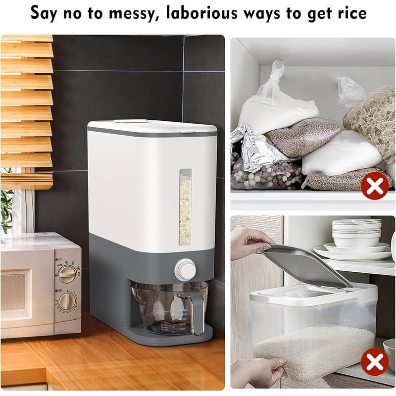 Rice Dispenser W/ Fresh Box Smart Dispensing Storage Container Kitchen Food New