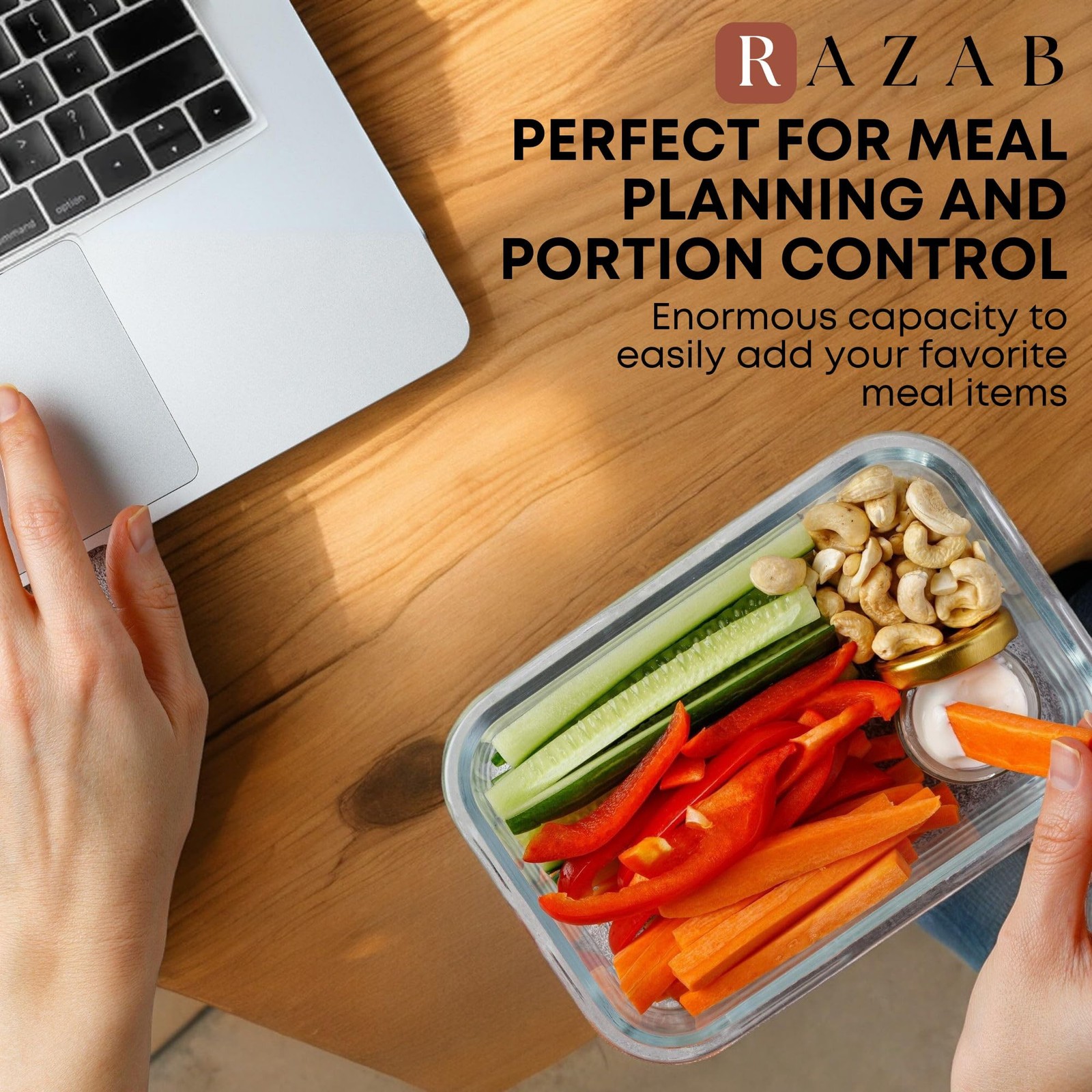 Razab 30-Piece Glass Meal Prep Containers w/ Snap Lock Lids – BPA-Free, Leakp…