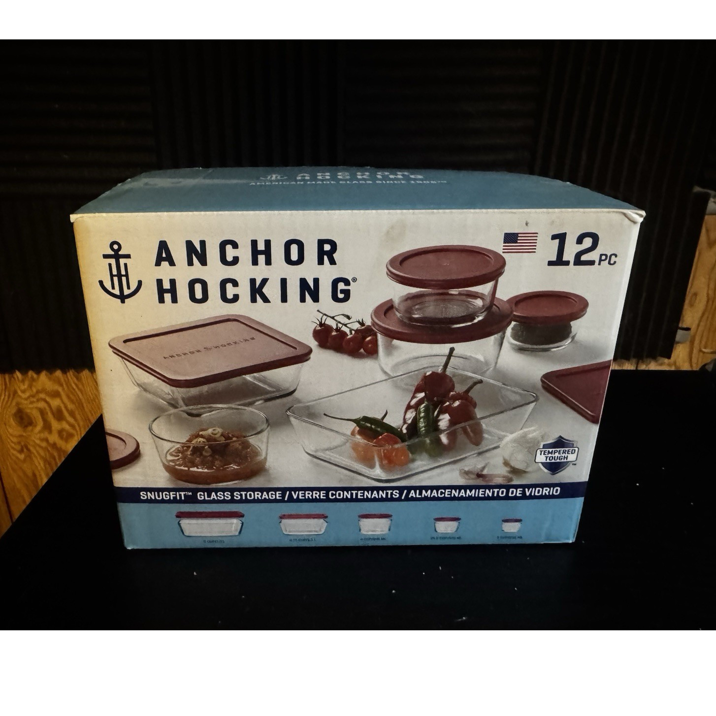 Anchor Hocking SnugFit 12pc Glass Storage Set Snap Lids BPA-Free Red