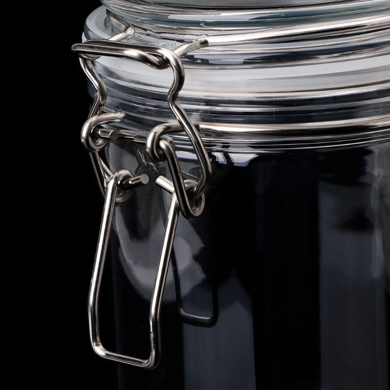 1500ML Plastic Round Clip Top Storage Jar With Airtight Seal Lid Container