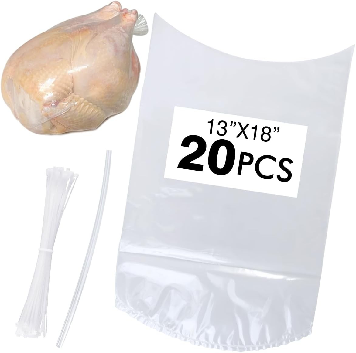 Poultry Shrink Bags 20 PCS 13×18 Inch Clear Heat Wrap For Chicken Rabbit Pro