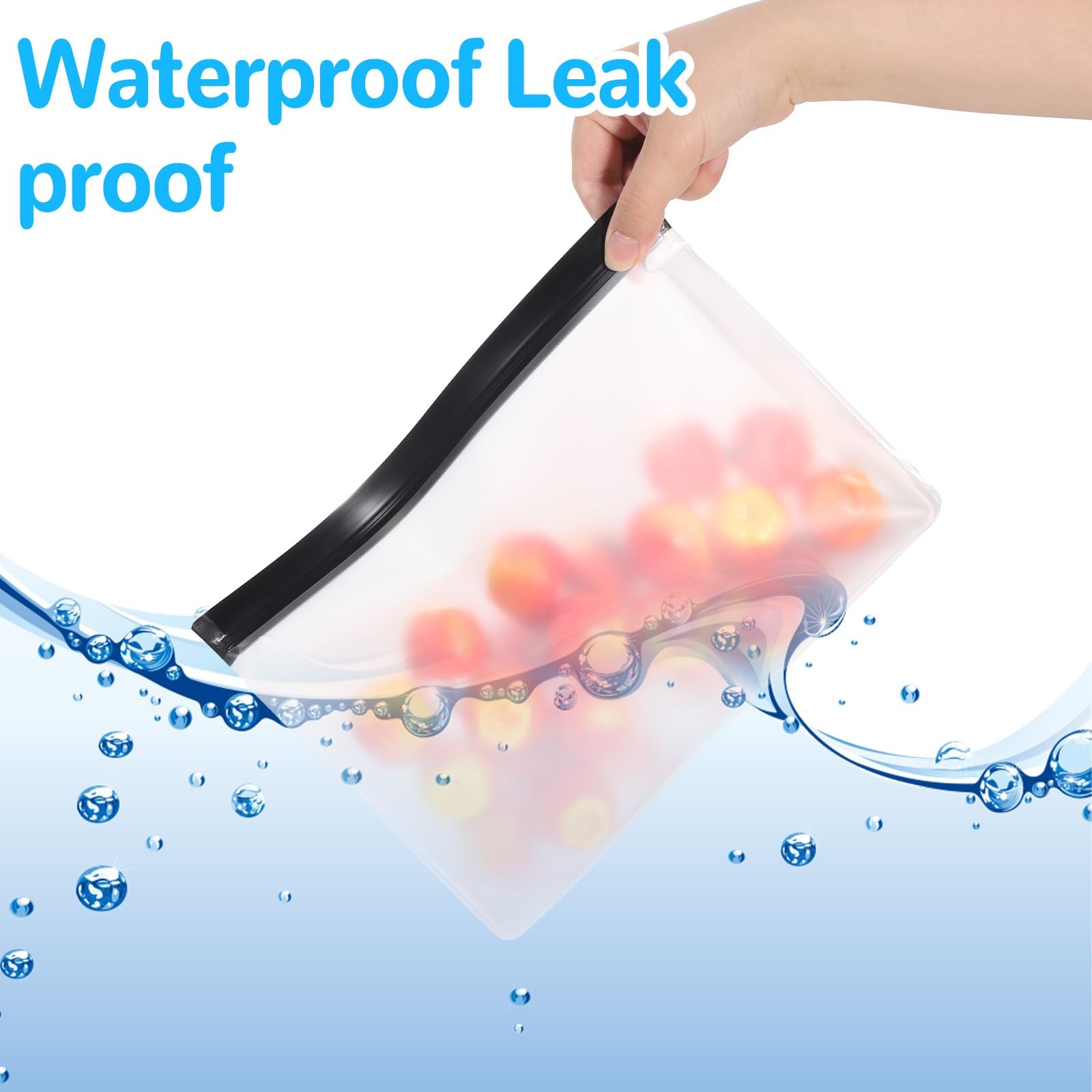 Hpmjz 4 pcs Clear Leak Proof Freezer Bag Reusable Ice Storage one size, black