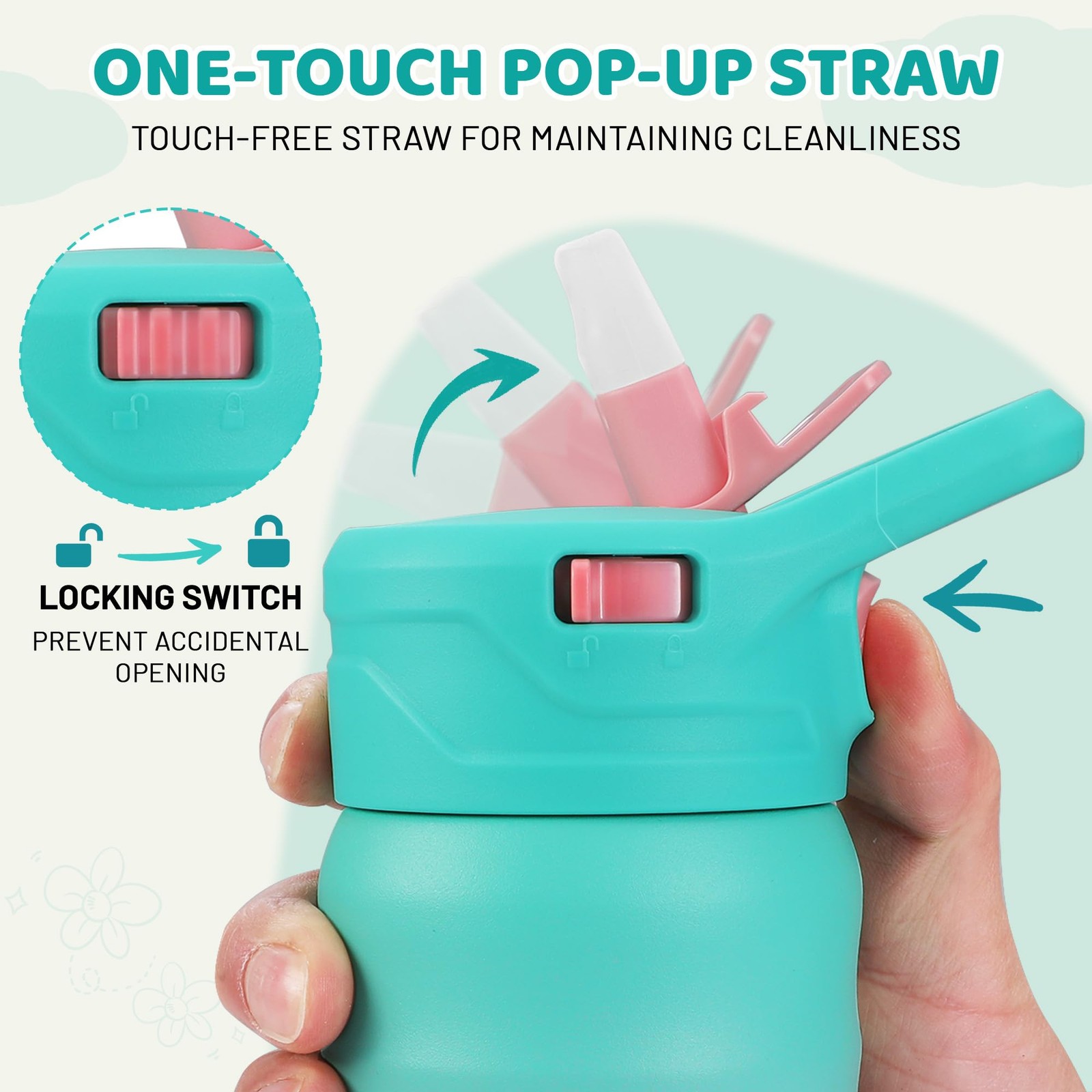 Haushof Kids Water Bottle 2-Pack 12 Oz Bpa-Free Straw And Stickers Stainless