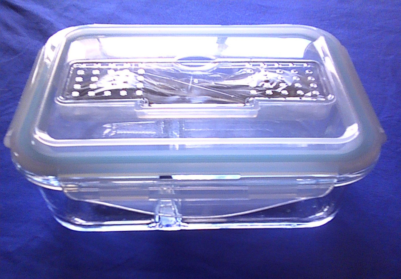 Divided Glass Food Storage Container Locking Lid Bento Box Silverware Fork Spoon